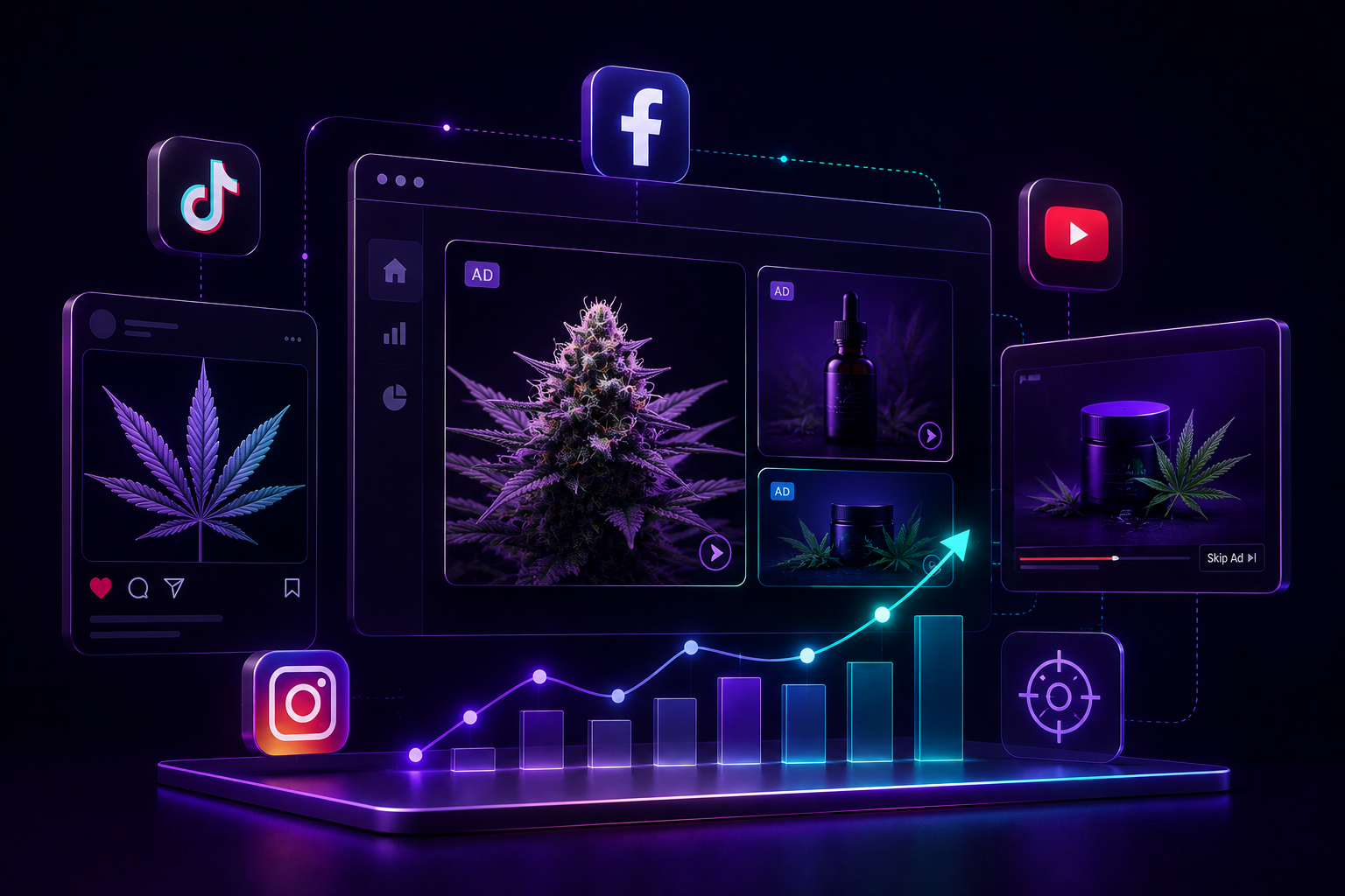 Cannabis paid ads &mdash; programmatic, cannabis-friendly networks, influencer campaigns, and compliant social paid media for the cannabis industry