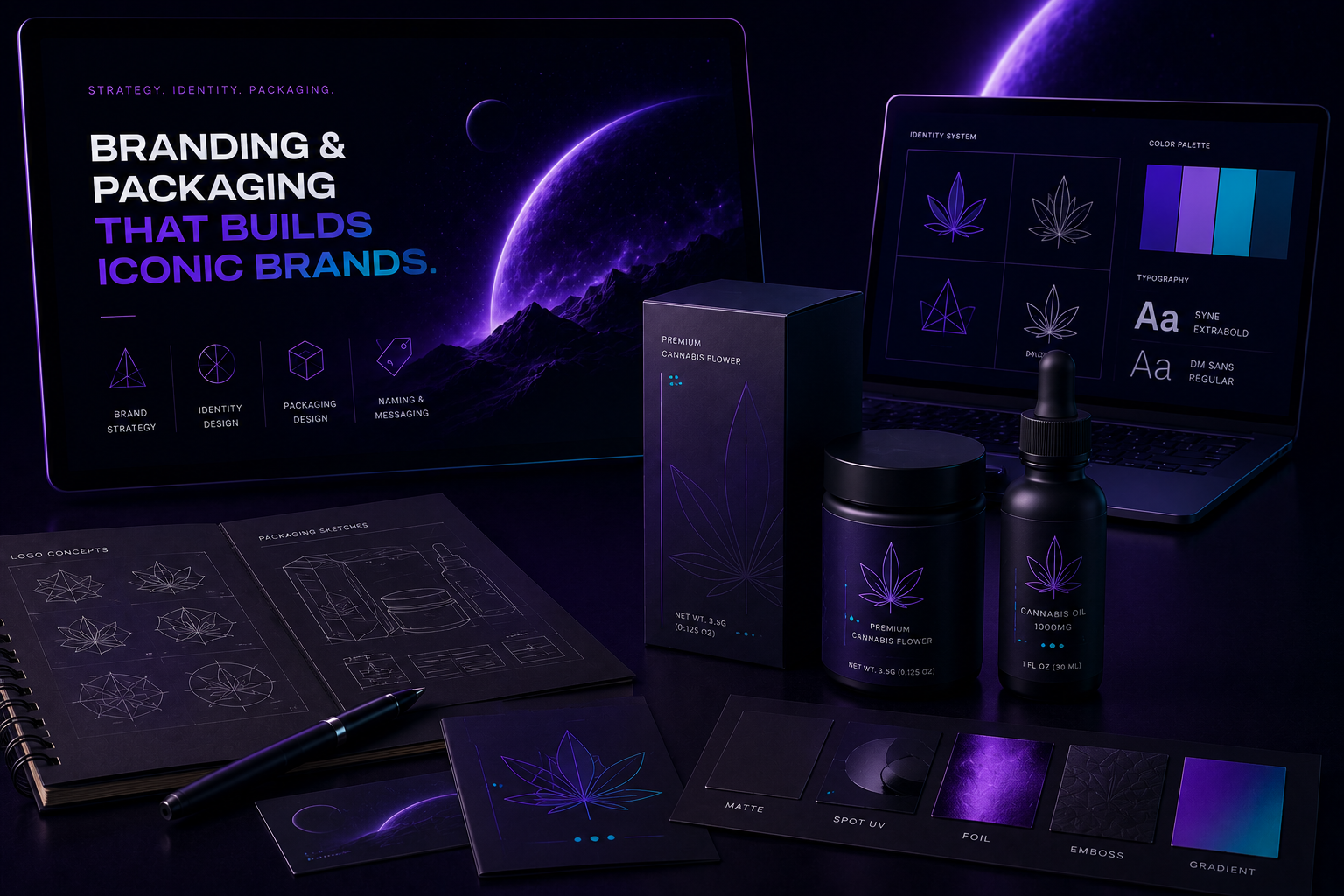 Cannabis branding and packaging design &mdash; cannabis brand identity, logo design, packaging systems, and compliance-ready cannabis brand rollout
