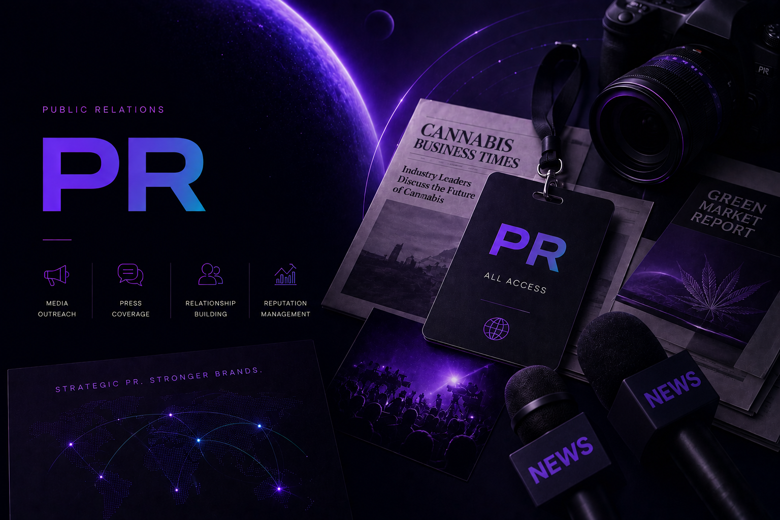 Cannabis public relations agency — earned media, thought leadership, media training, conference placements, and crisis communications for cannabis brands and operators