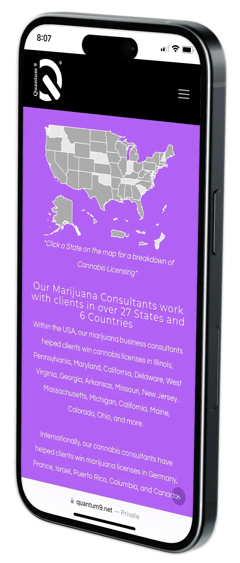 Quantum 9 redesigned pages on iPhone